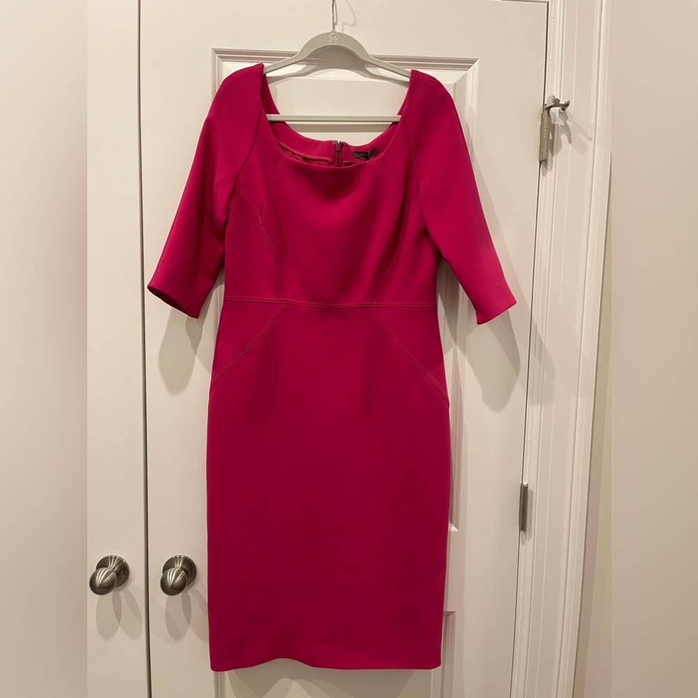 Zac Posen Pink Sheath Dress 3/4 Sleeve Scoop Neck